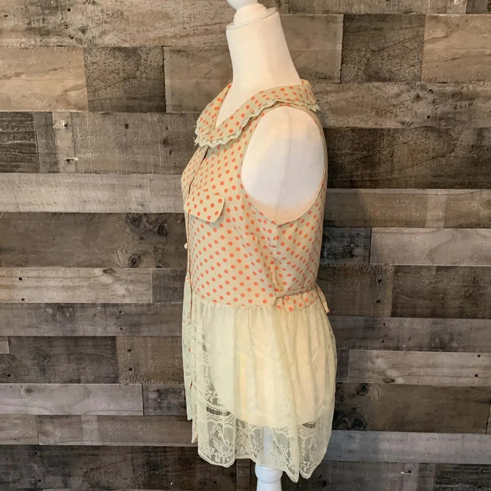 Aniina Sleeveless Polka Top with Peter Pan collar Size M - Picture 4 of 16